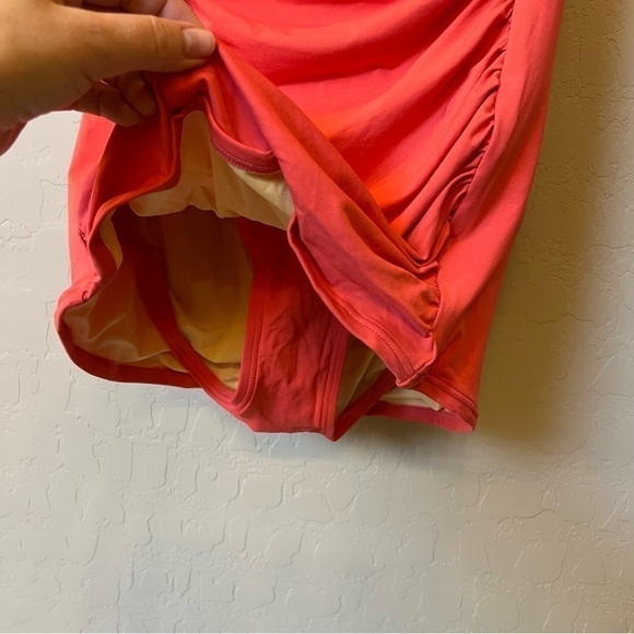 Coco Rave body contouring one piece swimsuit, orange, full coverage overskirt M - Picture 6 of 16